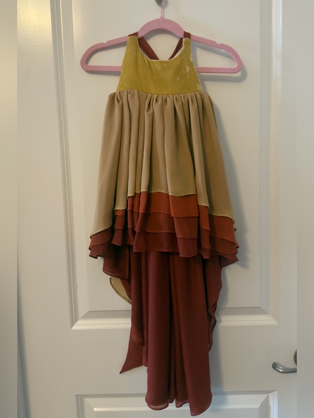 2T Pleiades high low dress in fall colors